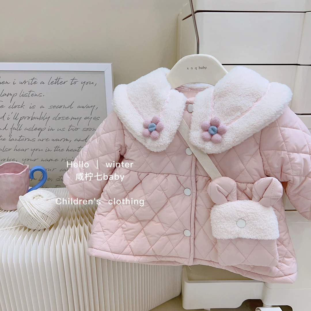 女童棉服冬装2023新款洋气儿童加绒棉衣宝宝夹棉外套小童冬季棉袄