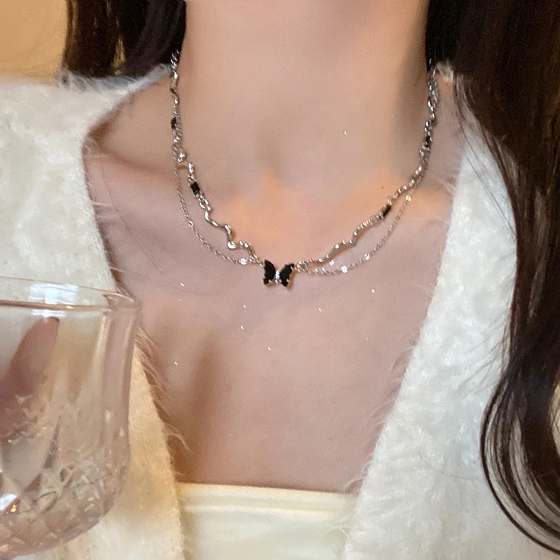 非金属项链 蝴蝶项链女款轻奢小众锁骨链设计感高级个性气质颈链