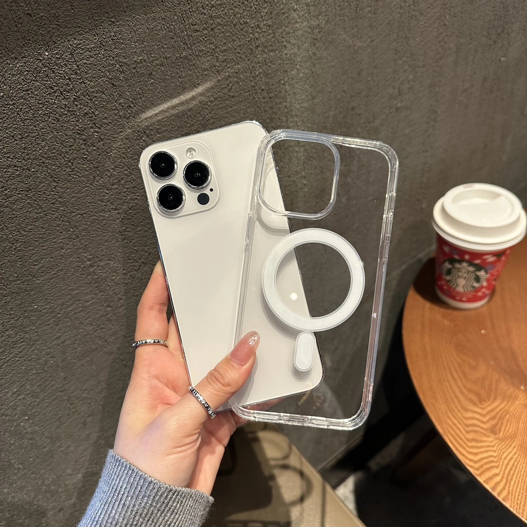 创意iphone13手机壳Magsafe磁吸苹果14promax透明12防摔11全包硬