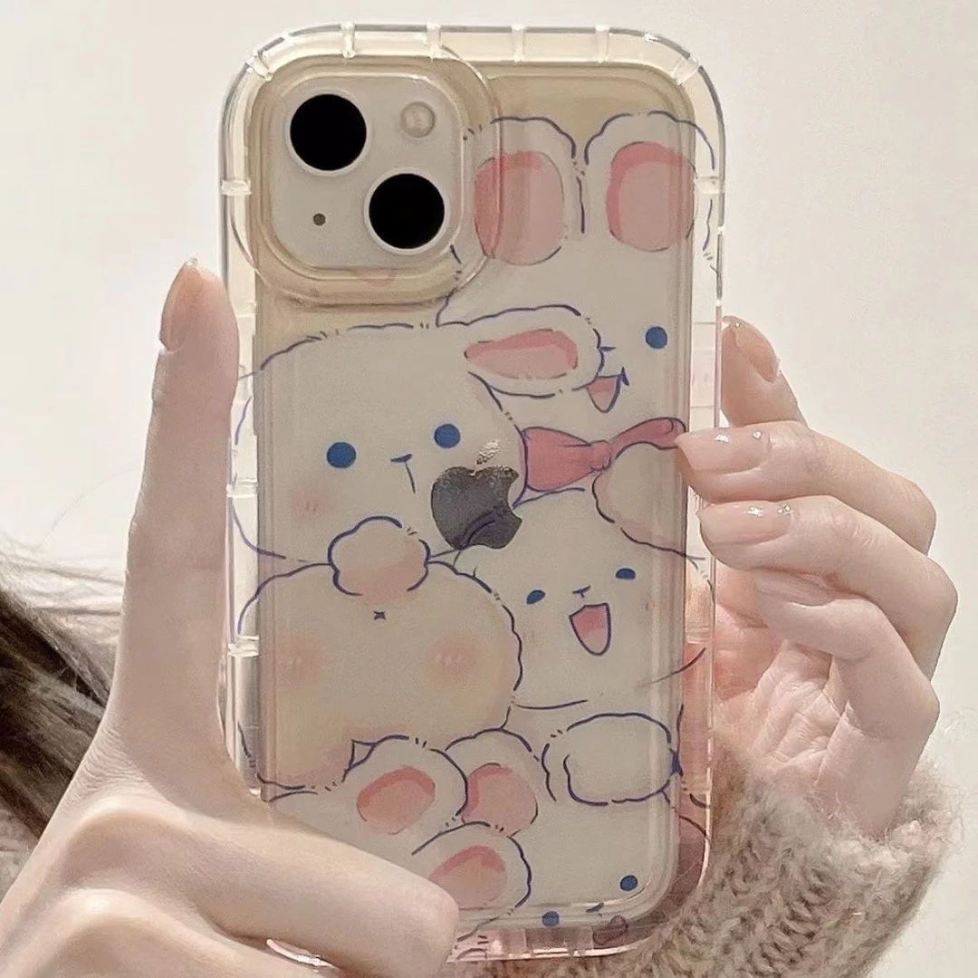 创意可爱兔子iPhone13手机壳14promax/78plus防摔15气垫XR苹果11X