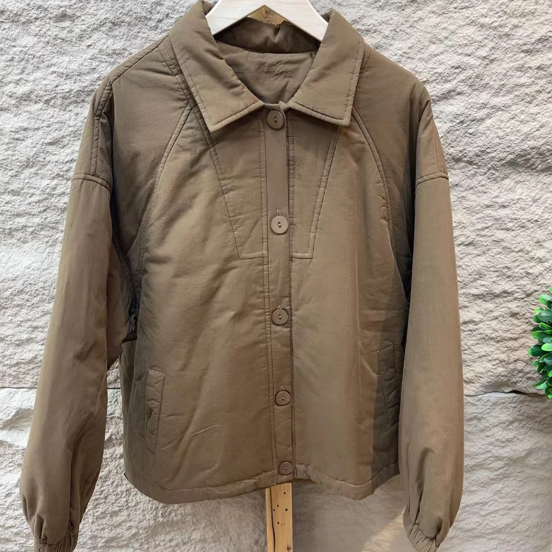 6148新款秋冬休闲百搭显瘦纯色上衣棉服