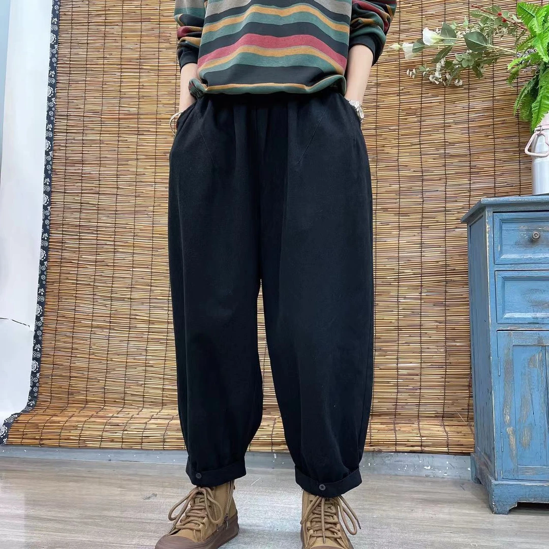 62051新款时尚百搭气质减龄休闲哈伦萝卜裤女长裤