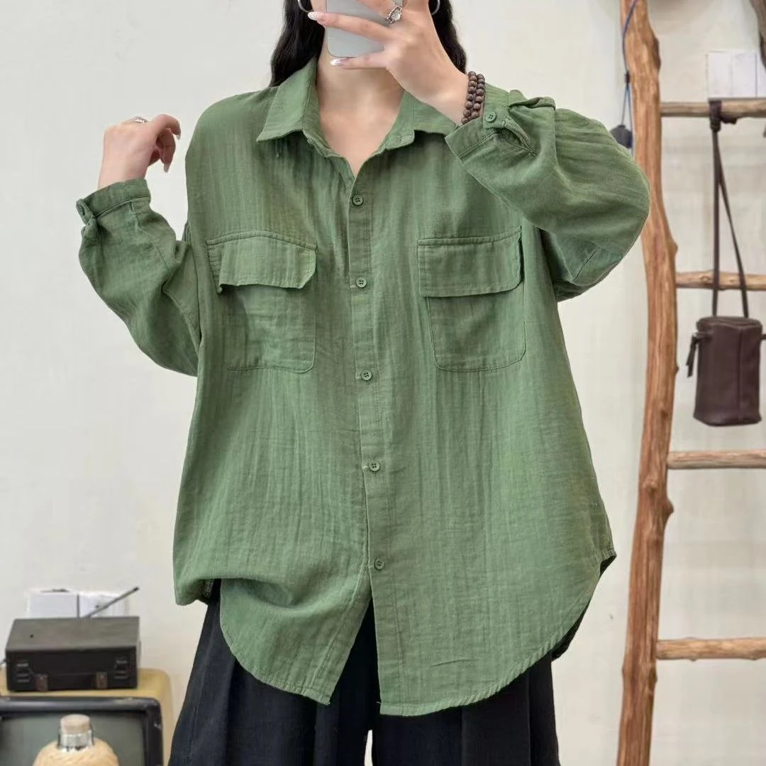 5809新款春秋百搭休闲显瘦长袖上衣衬衫