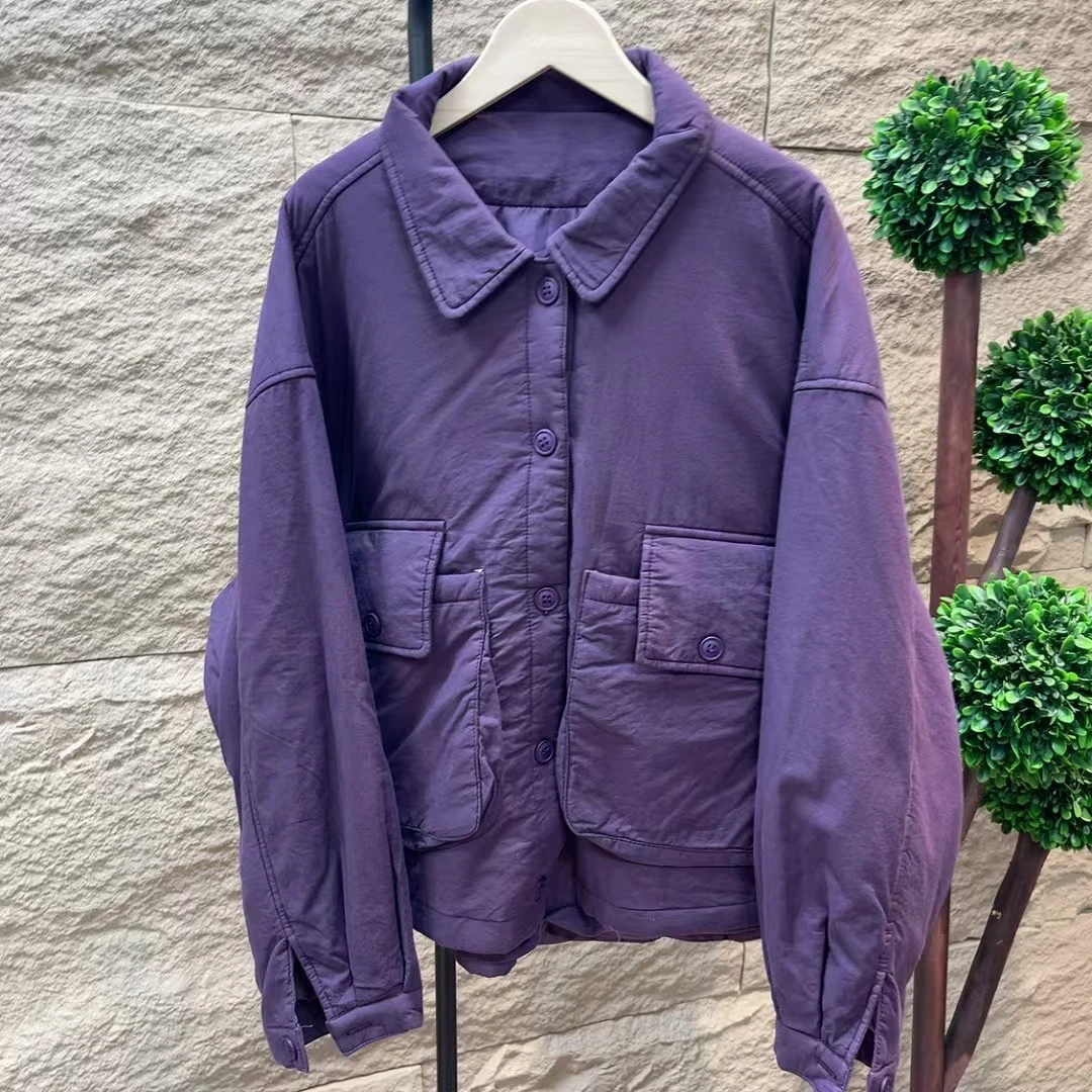 7836新款秋冬季纯色宽松休闲时尚洋气显高显瘦百搭棉服