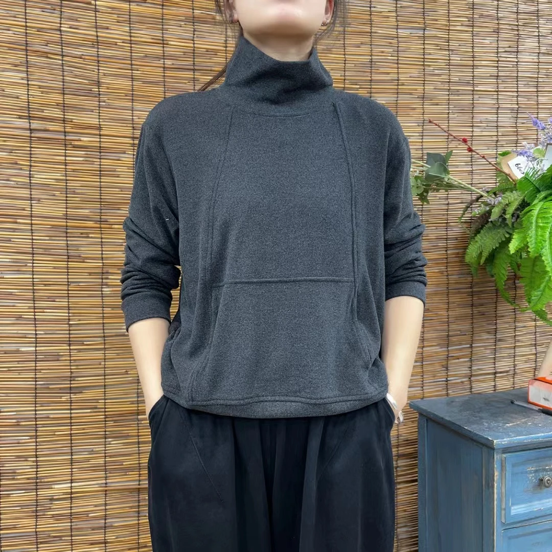 78073新款秋冬百搭洋气显瘦遮肉纯色内搭打底衫