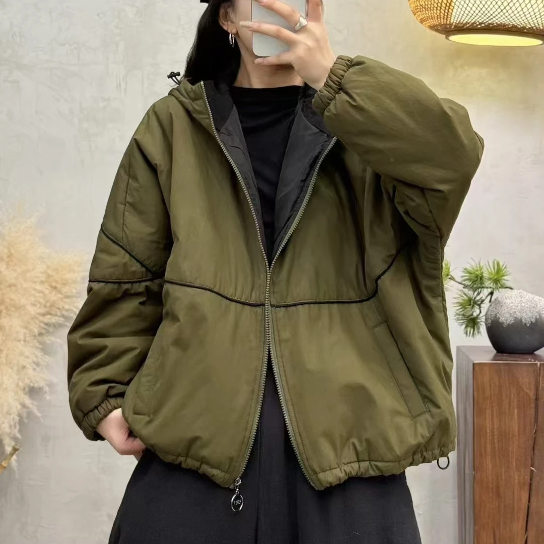 78462新款秋冬加厚休闲百搭气质连帽棉服