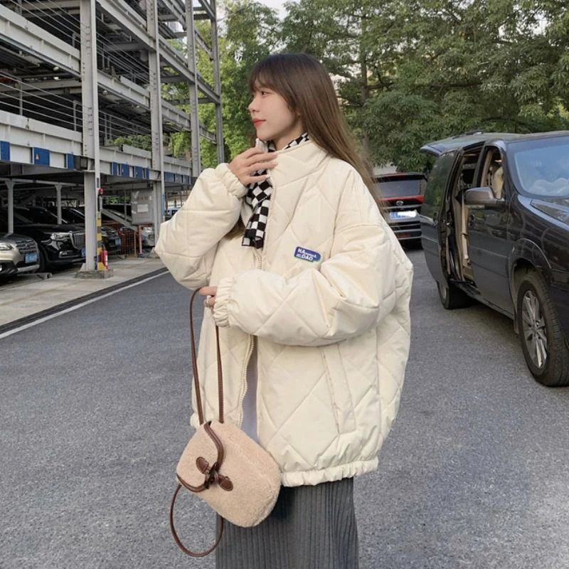 菱格棉服外套女冬季ins潮小个子棉衣学生炸街慵懒风宽松加厚棉袄