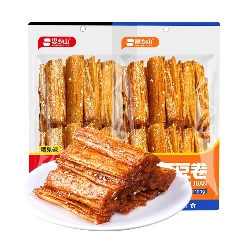 思乡山爆辣豆卷网红豆皮辣条湖南特产8090怀旧零食小卖部麻辣小吃