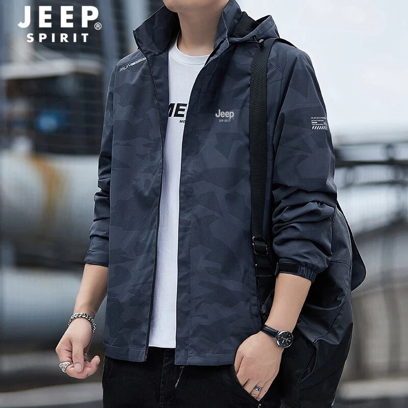 JEEP夹克男春秋季新款可拆卸连帽外套男中青年潮流百搭大码夹克衫