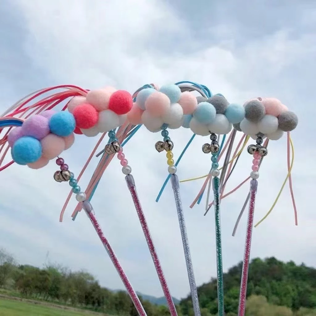 猫咪玩具新款仙女逗猫棒长杆毛球流苏羽毛带铃铛耐用逗猫自嗨解闷