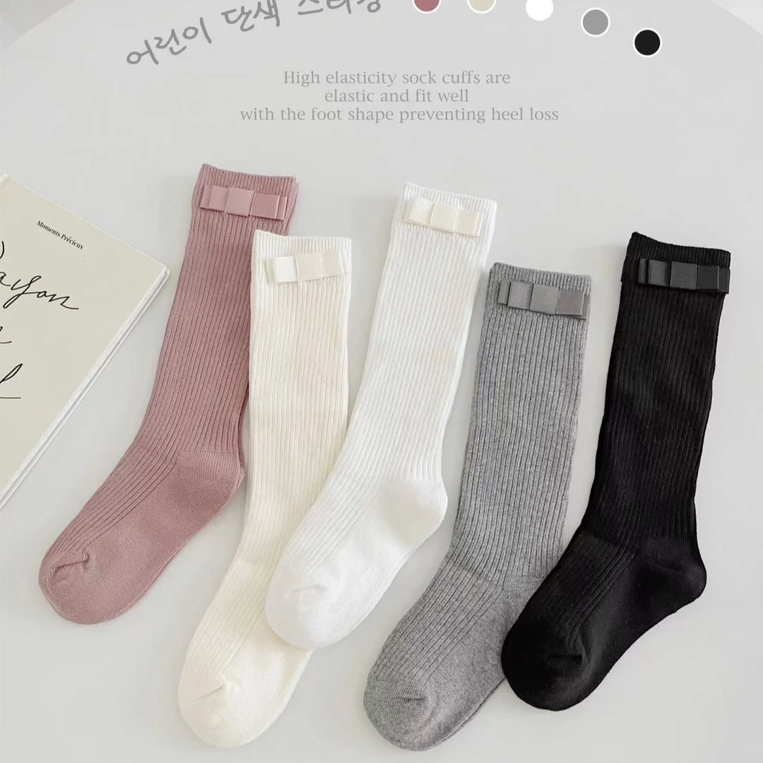 ins韩版袜子24春秋款女童纯色小腿袜堆堆袜ol日系百搭长筒棉袜