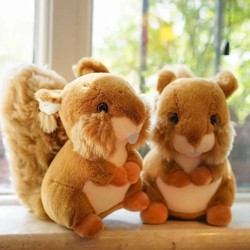 仿真大尾巴松鼠毛绒玩具公仔小可爱小号玩偶送女生儿童节生日礼物