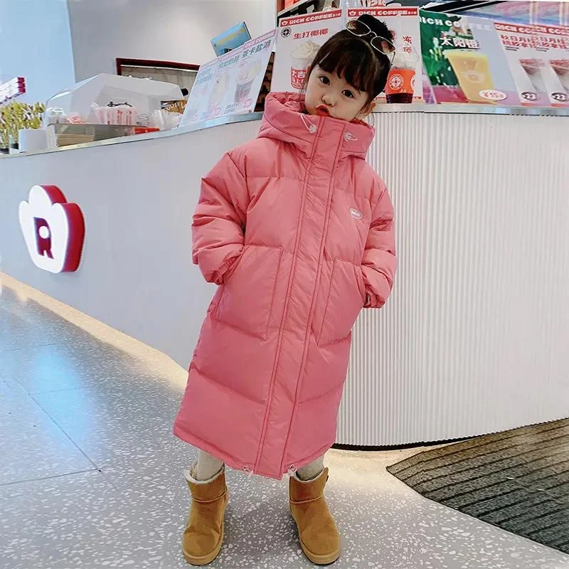 雅鹿儿童羽绒服服女童2023新款洋气过膝长款小童加厚中大童冬户外