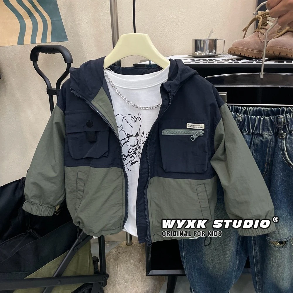 男童拼色春秋款外套2025新款儿童休闲夹克衫小男孩秋季时尚风衣潮