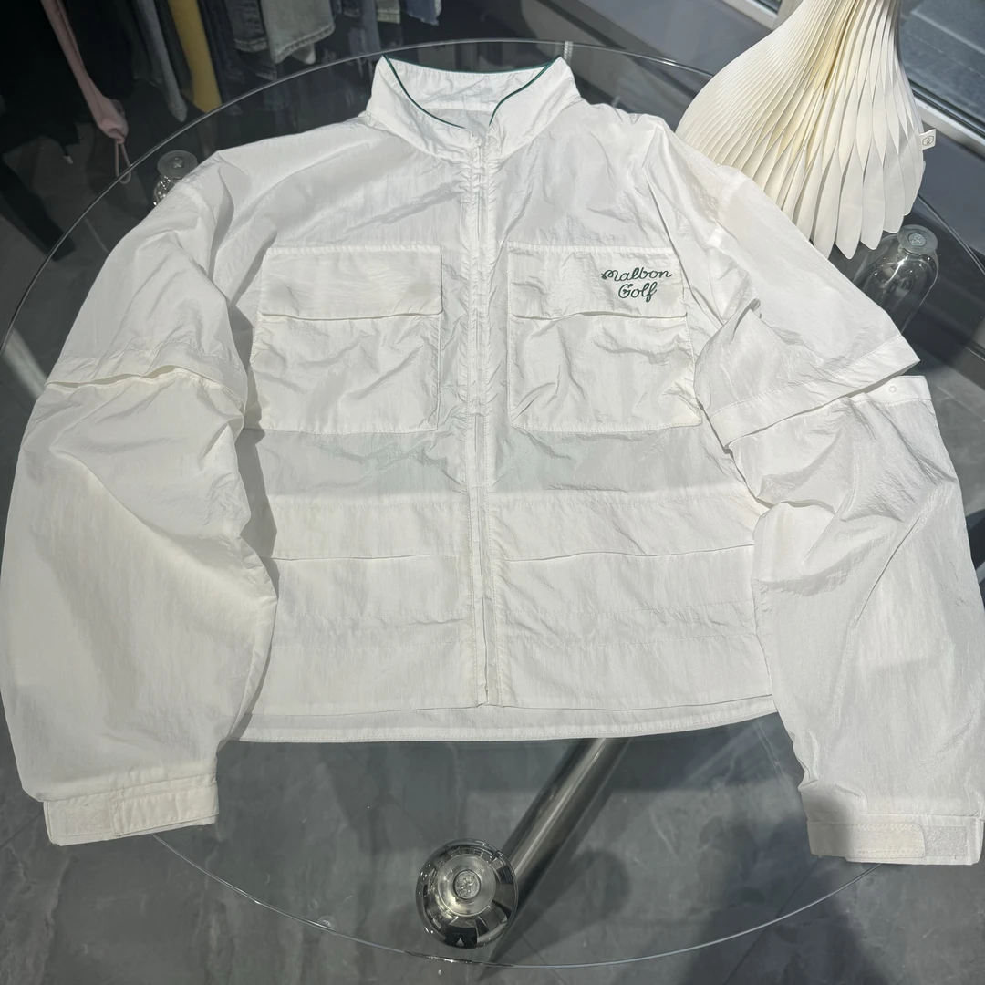 [Janunes Liu]时尚轻薄大口袋立领可拆卸袖子外套WT1531