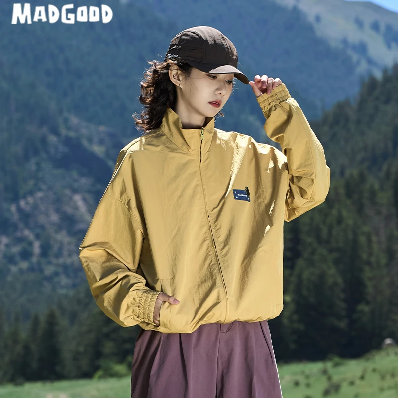 madgood马得工地户外压褶休闲风立领亮色夹克MDGDWT243163 cby
