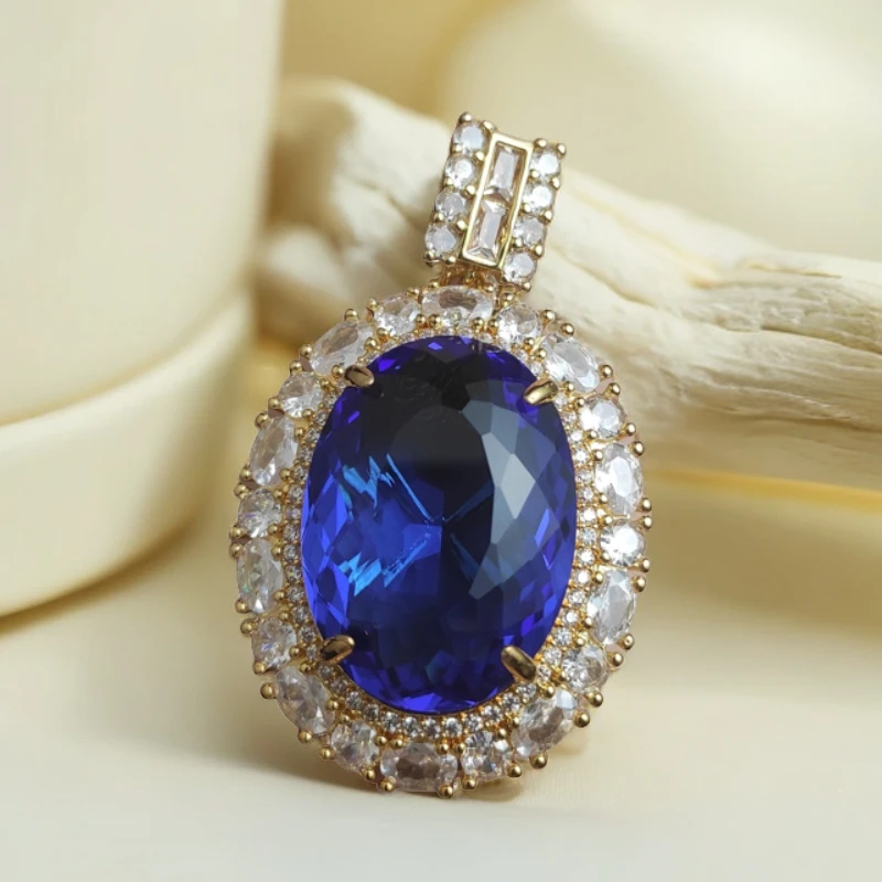 培育蓝宝石蓝宝石培育吊坠C1268赠链礼盒(多样性发)