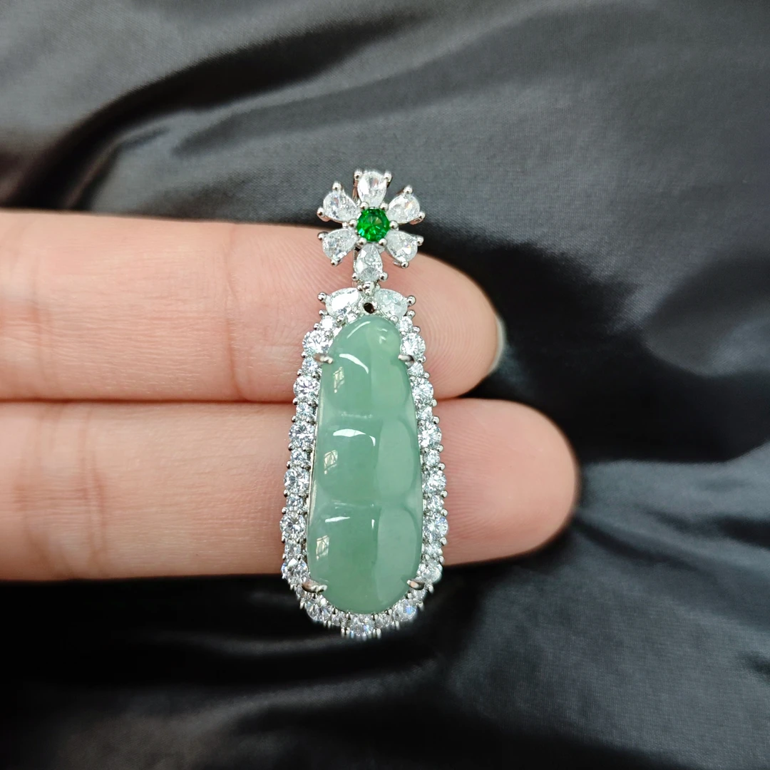 翡翠福豆吊坠C07-72赠礼盒(多样性发一)不含链