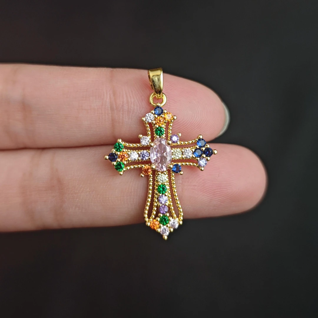 设计款精美七彩轻奢款吊坠I04-28赠礼盒合金(多样性发)不含链