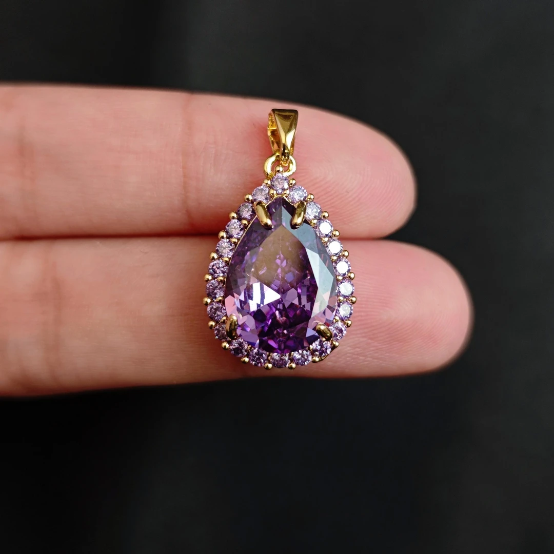 紫水晶水滴吊坠I04-33赠礼盒(多样性发)不含链