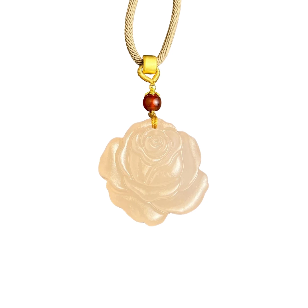 厚桩藕粉色花朵吊坠H02-11赠绳礼盒(多样性发)