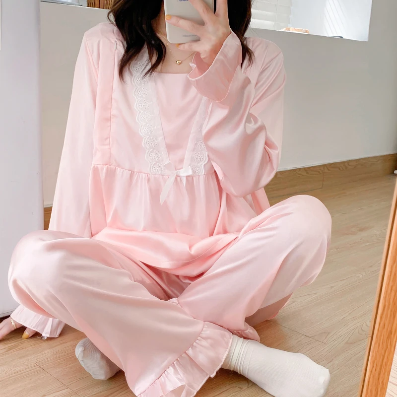 冰丝月子服夏季薄款产后孕妇哺乳睡衣女春秋产妇喂奶家居服套装