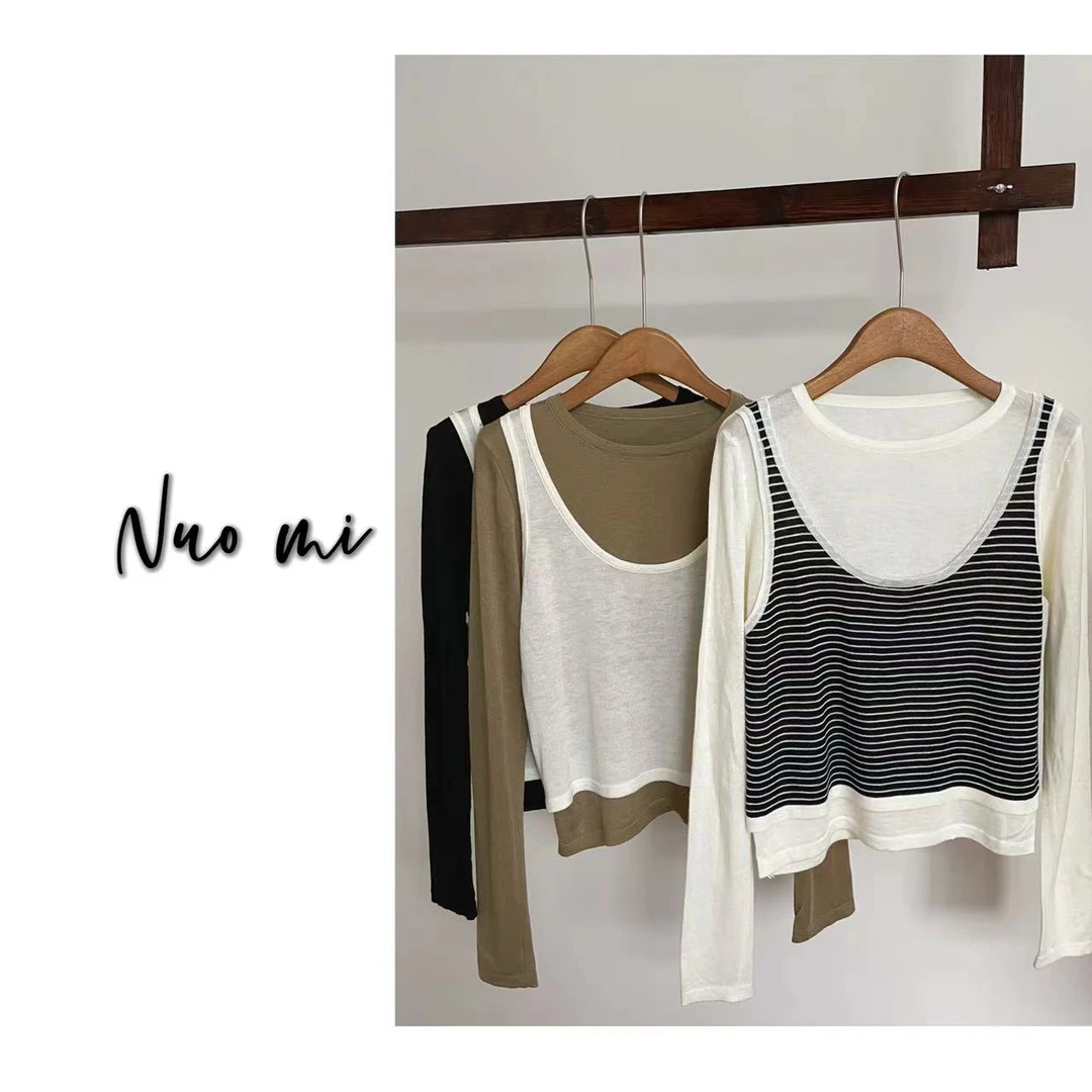 NUOMI、早秋宽松假两件针织上衣