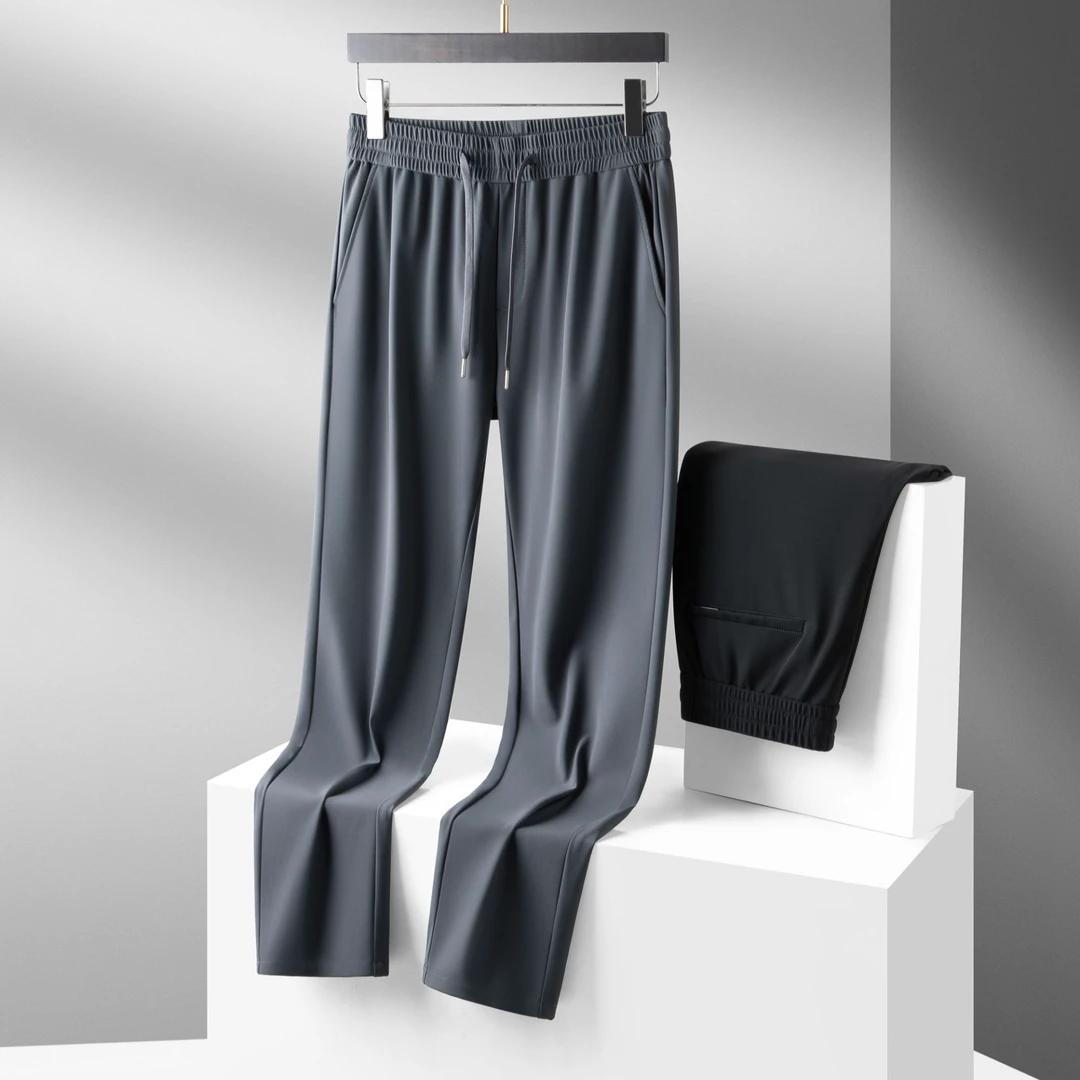 春季四面弹力轻松裤男士直筒垂感休闲裤时尚百搭高弹免烫简约大码