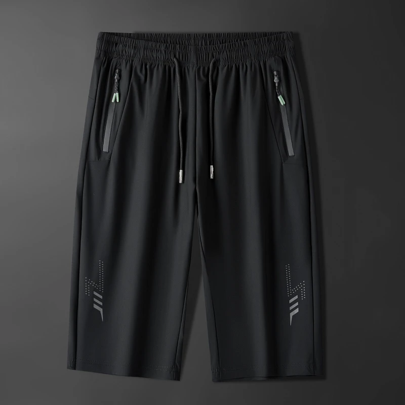 夏季冰丝七分短裤男士薄款裤子速干运动裤宽松弹力休闲裤大码加肥