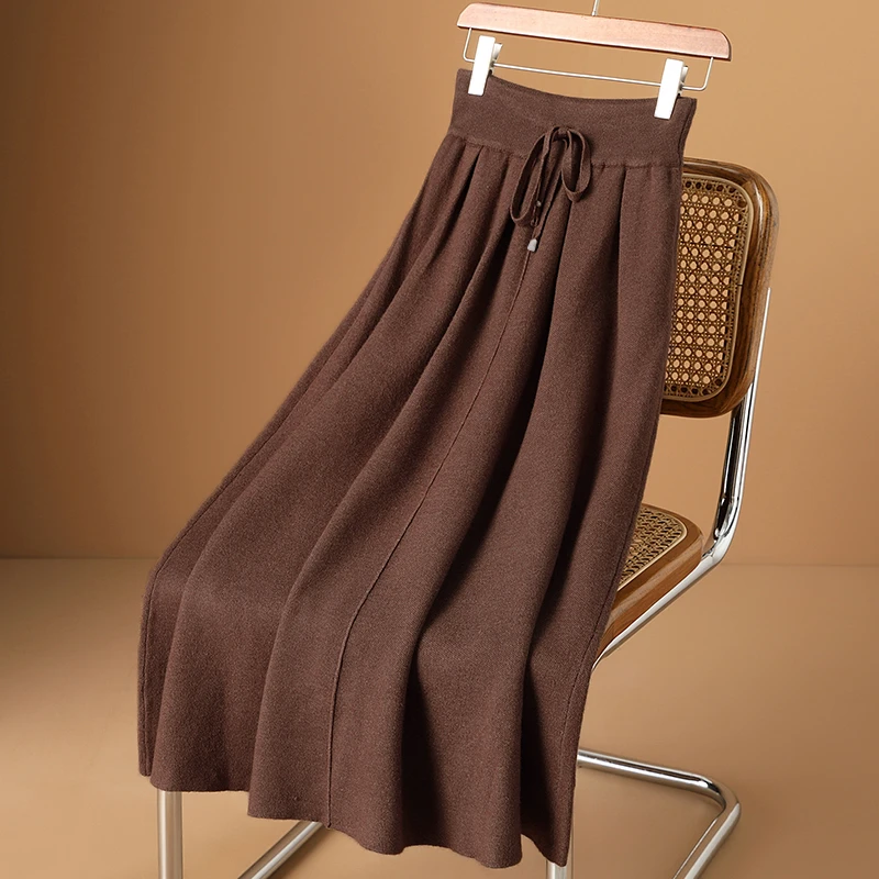 【羊毛半身裙】高腰显瘦秋冬A字百搭过膝大摆显瘦半身裙气质中长款