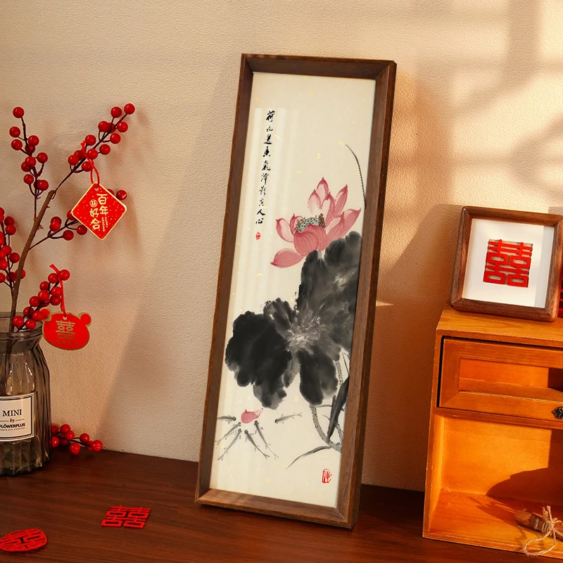 【荷花送香气】长条款国潮原创设计客厅卧室餐厅玄关简约书法画