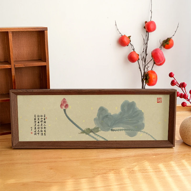 【咏莲】长条款国潮原创设计客厅卧室餐厅玄关简约书法画