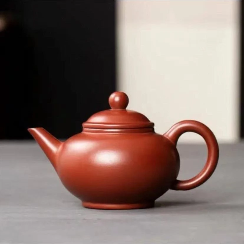 宜兴原矿紫砂壶功夫茶具泡茶壶正宗大红袍朱泥水平壶郑子松带证书