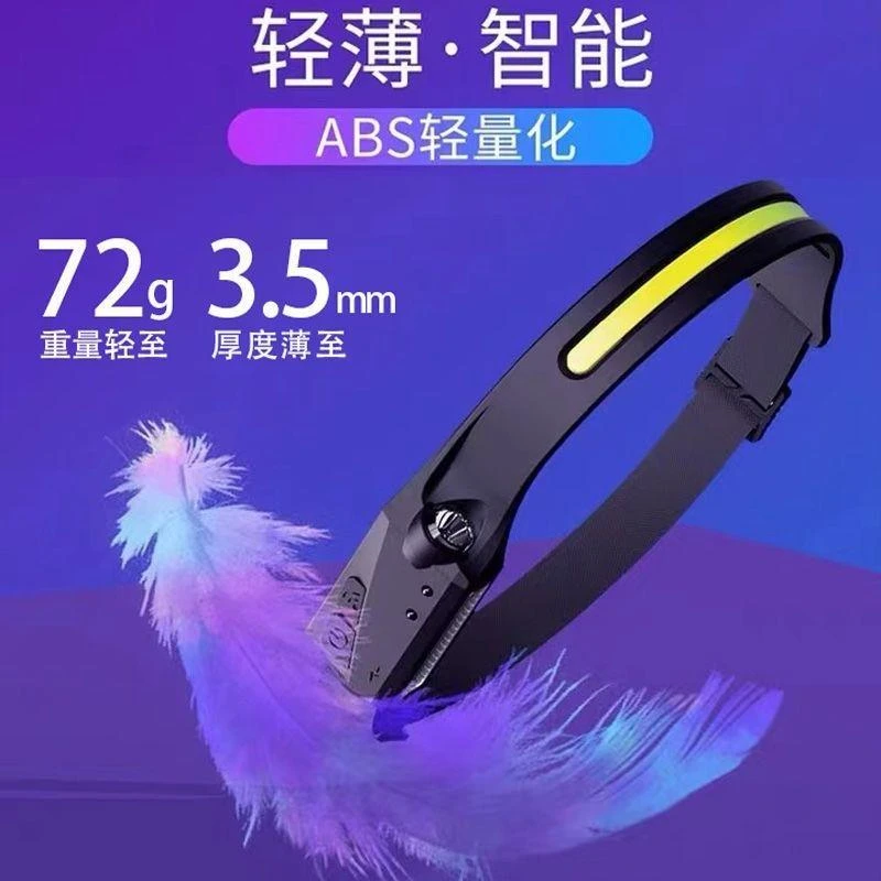 充电强光COB挥手感应头灯夜跑维修工作户外超亮头戴LED夜钓钓鱼灯