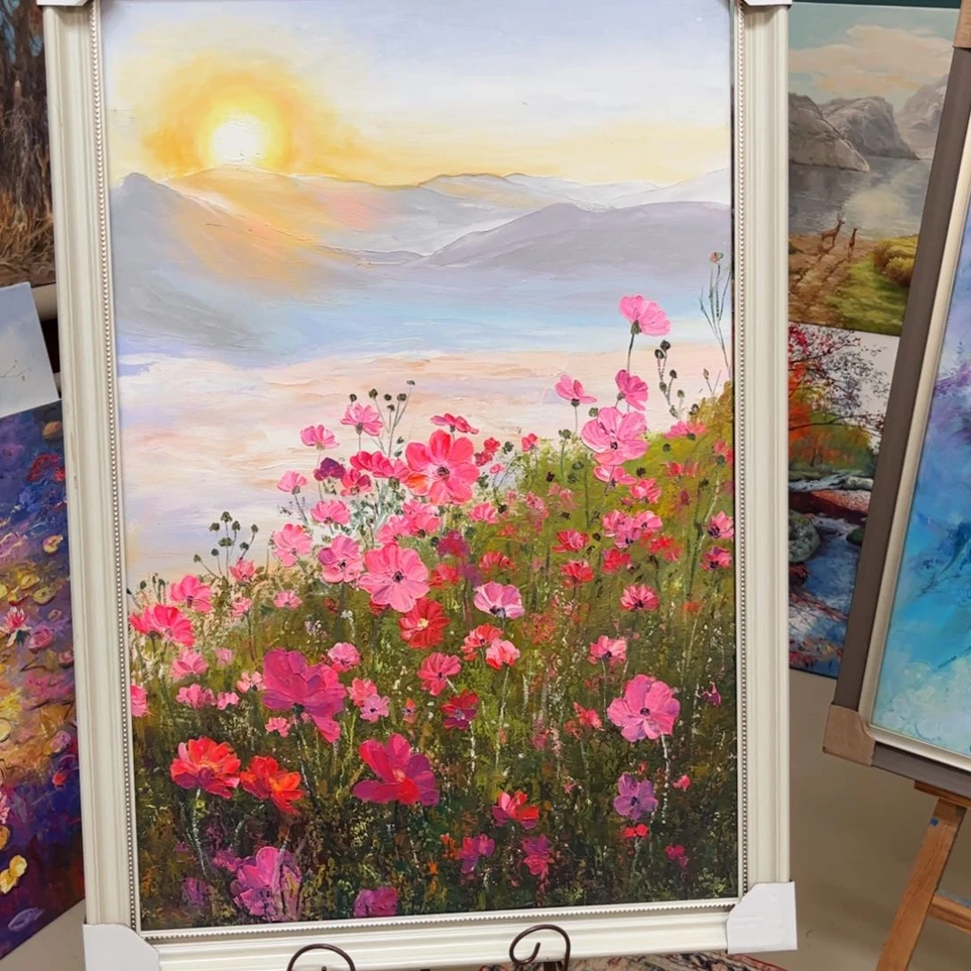 绘画花卉手绘油画60×80