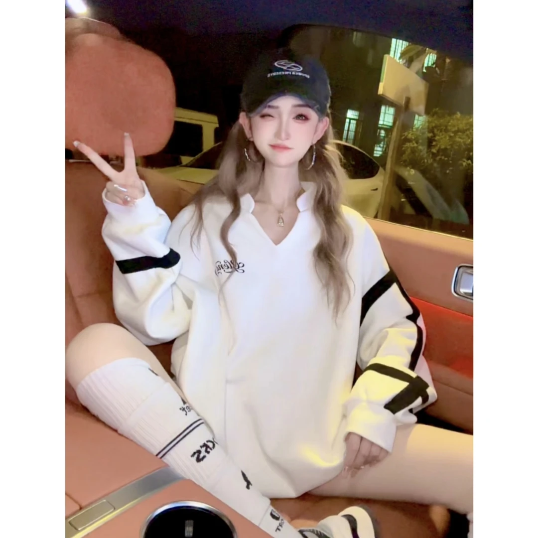 【INCC】2024秋冬新款加绒卫衣美式V领设计感小众休闲上衣Y185