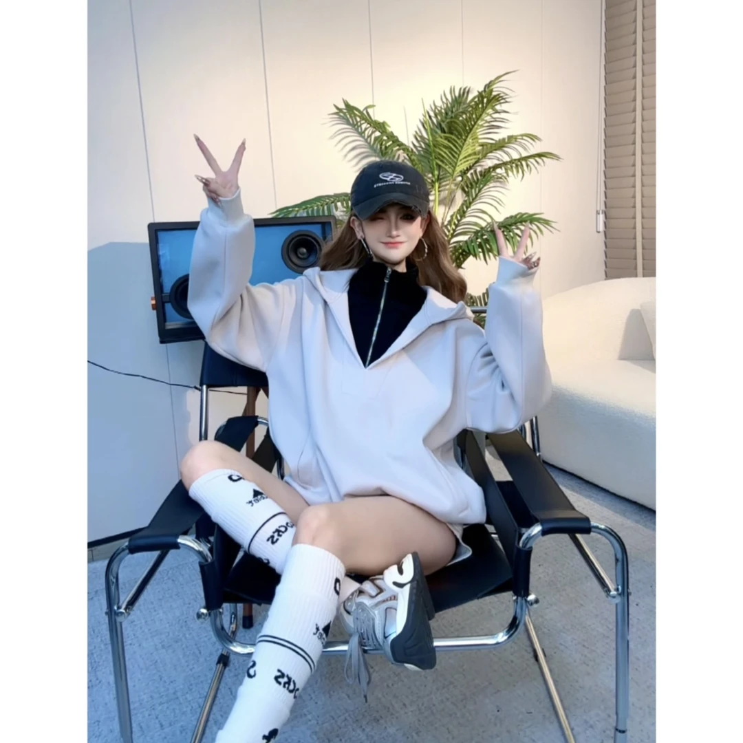 【INCC】2024秋冬新款加绒卫衣ins美式连帽字母设计感小众休闲Y177