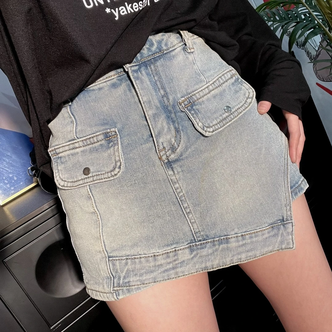 【INCC】夏季高腰设计感2024新款牛仔短裤女潮流显瘦简约牛仔短裤