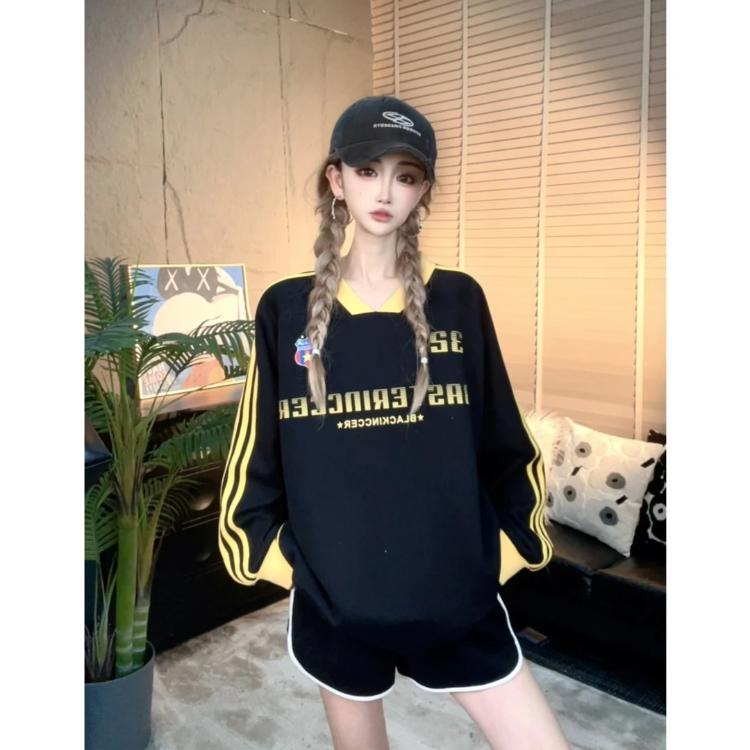 【INCC】2024早秋新款卫衣美式V领数字设计感小众休闲上衣