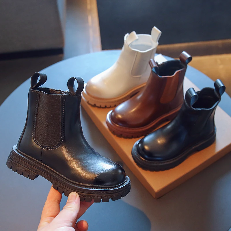 女童切尔西马丁靴秋冬季短靴时髦烟筒靴英伦风女大童靴子