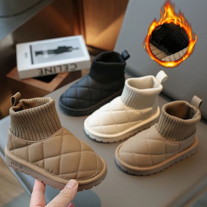 女童棉鞋2023年冬季新款加绒毛线口公主鞋韩版百搭保暖抗寒雪地靴