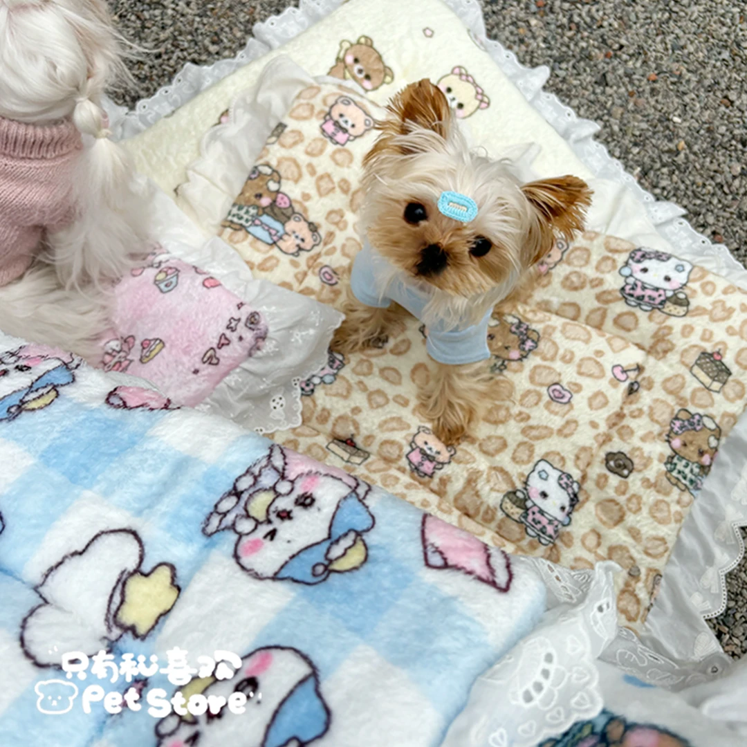 手工花边双面加绒宠物狗狗猫咪垫子通用狗窝空调垫床垫笼垫车载垫