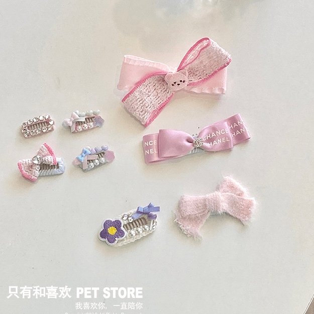 手工迷你碎发宠物bb夹蝴蝶结发夹饰品猫咪头饰约克夏马尔济斯比熊