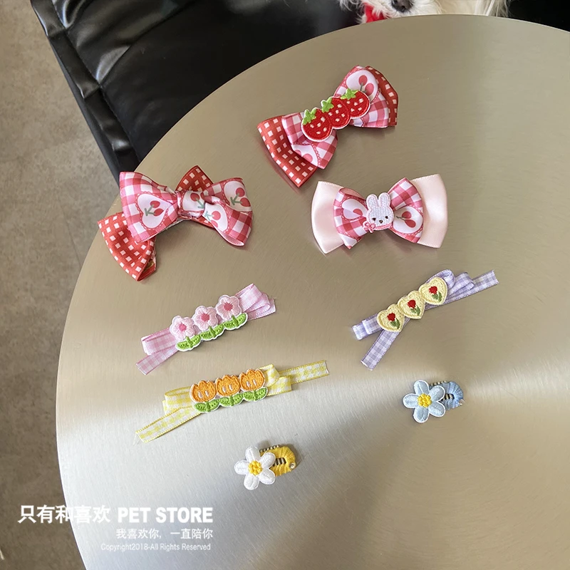 手工迷你碎发宠物bb夹蝴蝶结发饰饰品猫咪头饰约克夏马尔济斯比熊