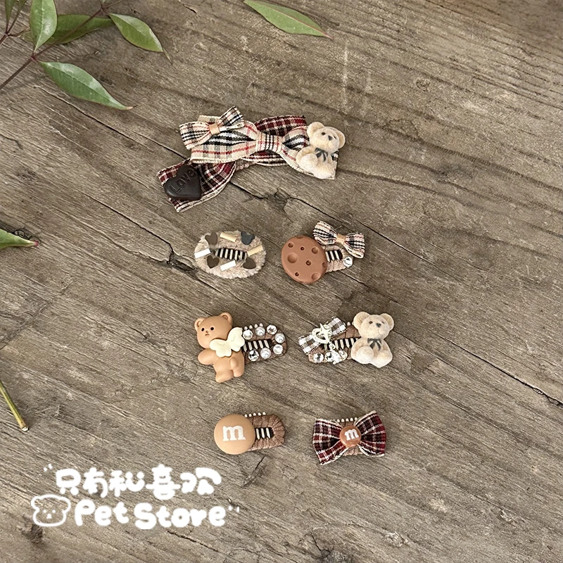 手工迷你碎发宠物bb夹蝴蝶结发饰饰品猫咪头饰约克夏马尔济斯比熊