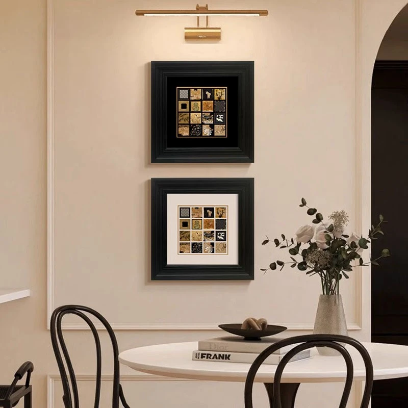 中古风餐厅装饰画复古美拉德正方形壁画法式小众背景墙玄关挂画