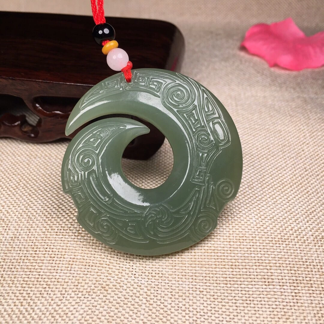 高货新疆和田玉时来运转双面寓女款手工妈妈时尚百搭绿情侣民族风