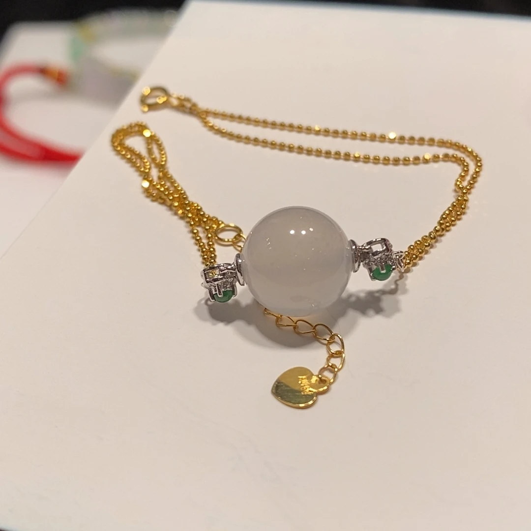 【闪购商品】翡翠颈饰18K金镶嵌手链