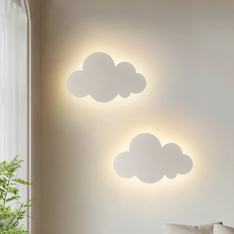 北欧ins风创意极简房间床头云朵灯现代简约男女孩儿童房卧室壁灯