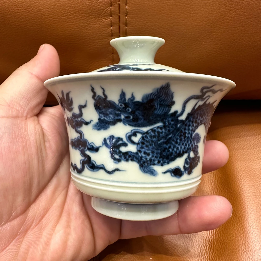 古勤堂二号釉穿花龙盖碗120cc